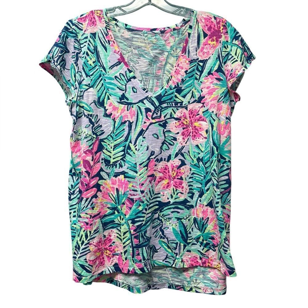 Lilly Pulitzer "Michelle" Multi-Color Short Sleeve Top Size M